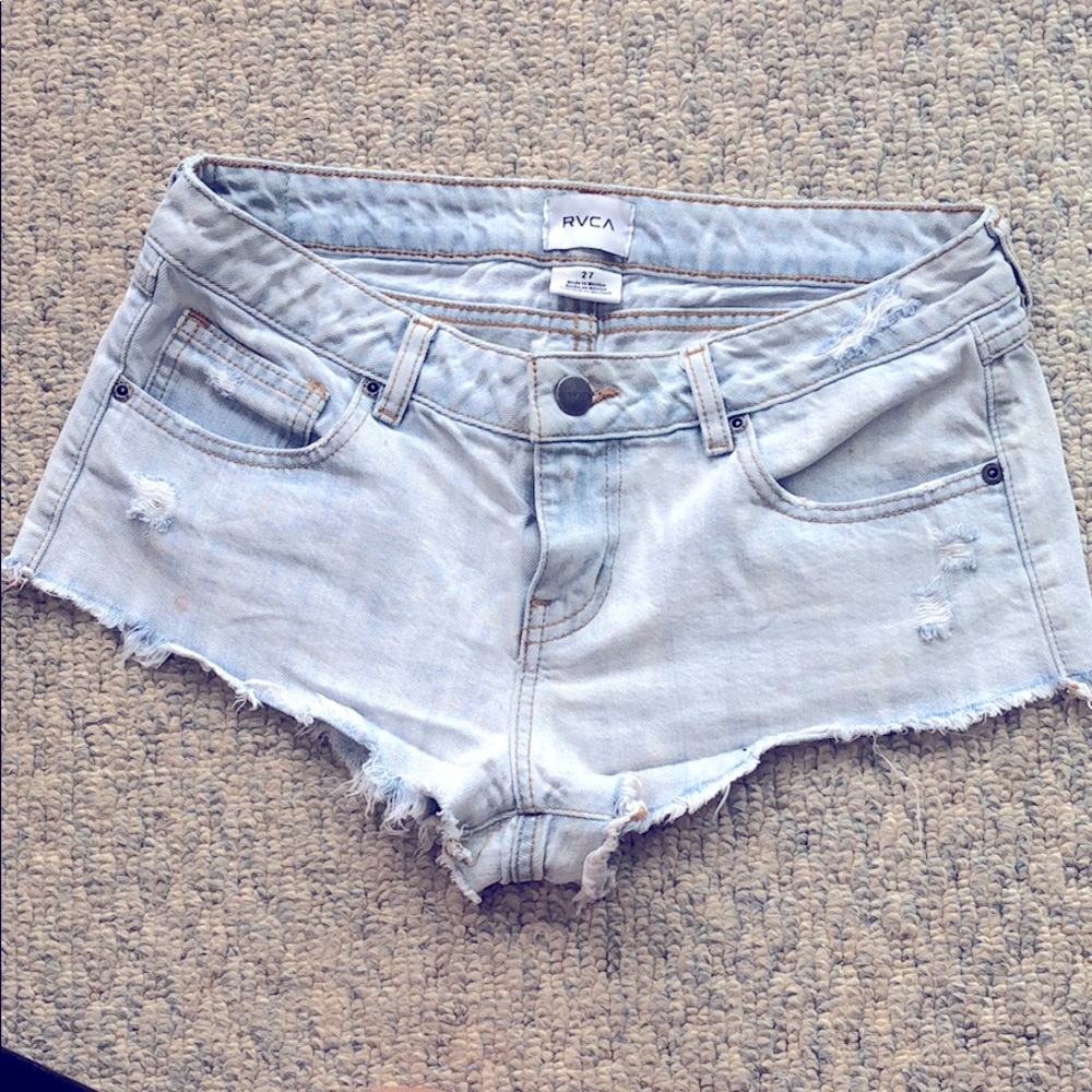 Light blue denim RVCA short short cutoffs